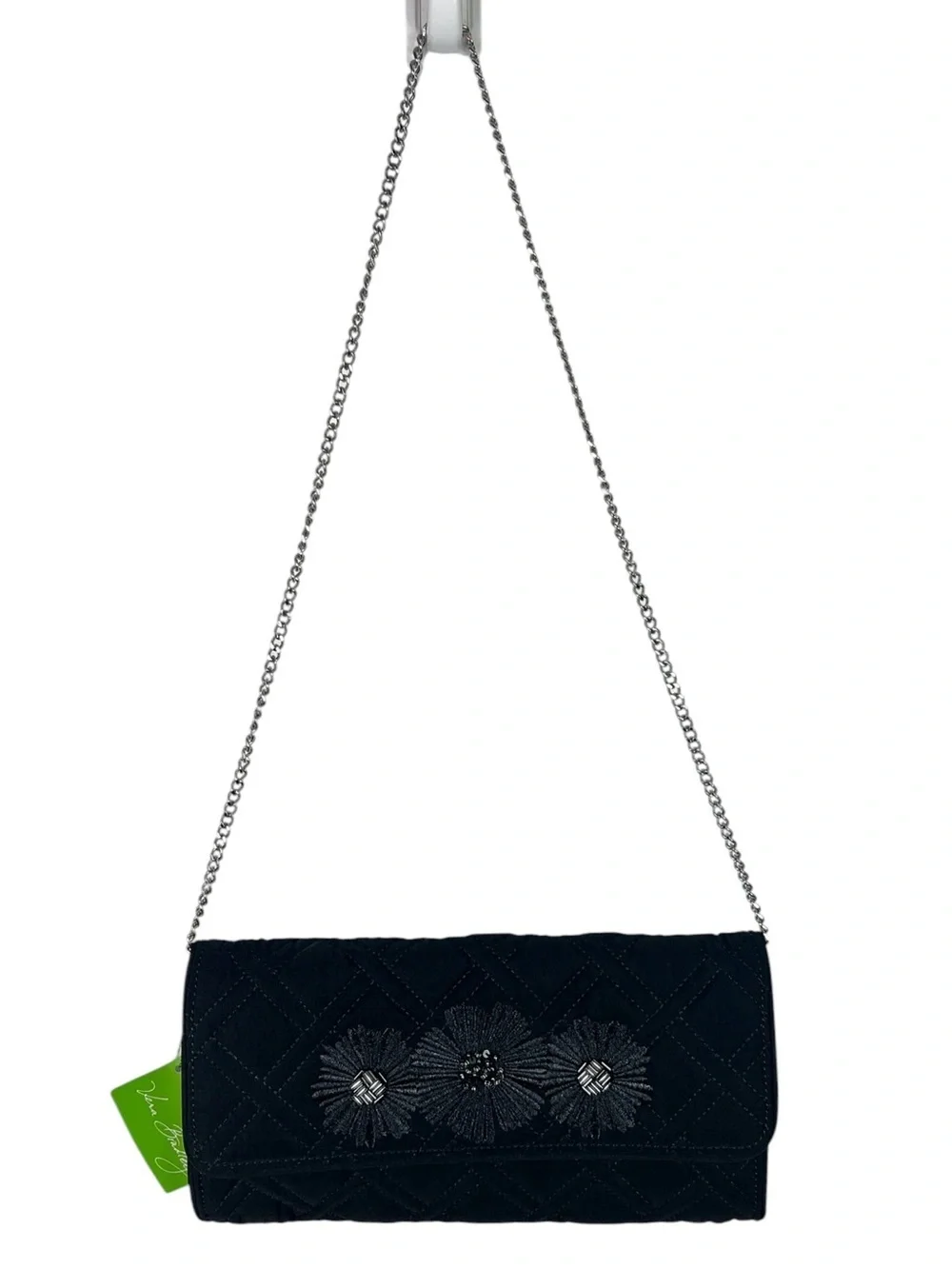 Vera Bradley Celebration Clutch Midnight Blossoms Quilted Chain Crossbody NWT